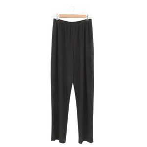 Caroline Rose Solid Black Slinky Travel Knit Straight Leg Pants S